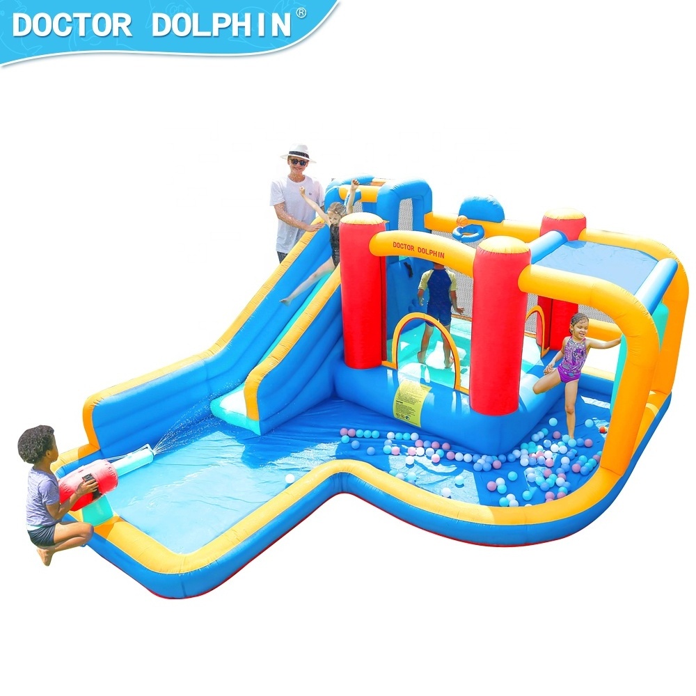 Doctor Dolphin Giant Water Slide Clearance Inflatable Dry Slide Cheap Jumping Bed Princess Children Bouncy Castle with Slide