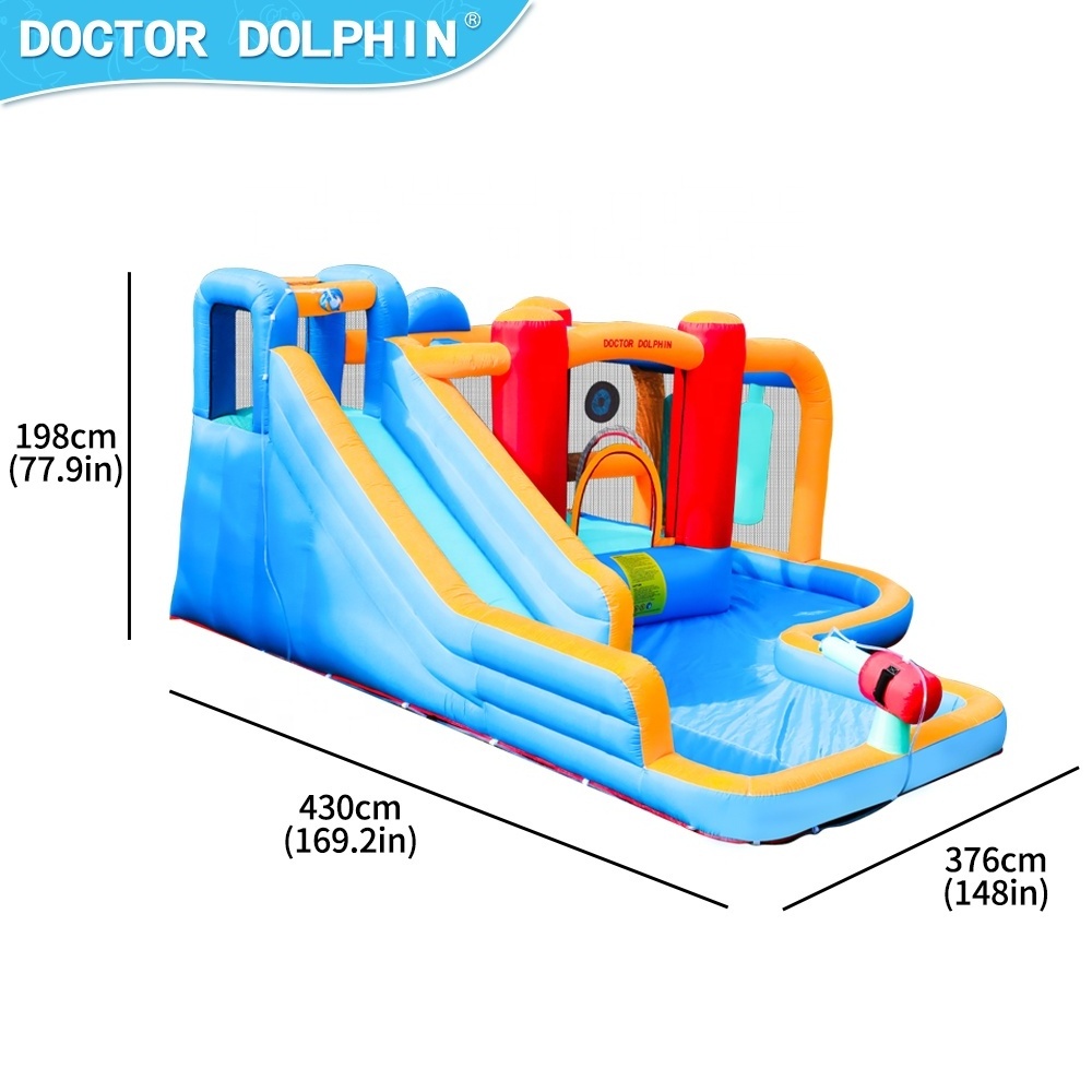 Doctor Dolphin Giant Water Slide Clearance Inflatable Dry Slide Cheap Jumping Bed Princess Children Bouncy Castle with Slide