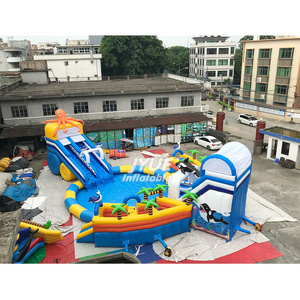 Blow Up Commercial Octopus Mini Kids Inflatable Water Park With Water Slide Swimming Pool