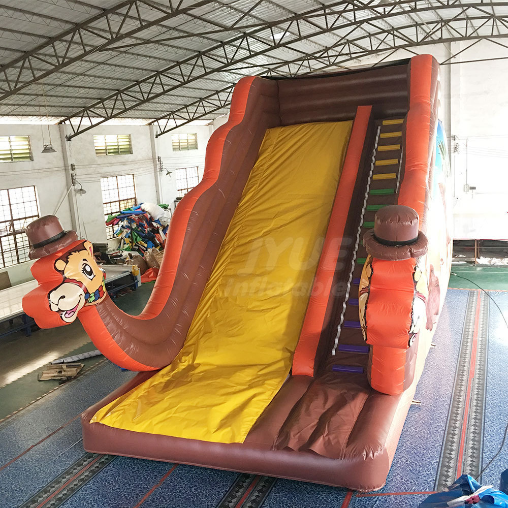 New Colorful Circus Inflatable Jumping Slide With Climb Camel Theme Dry Slide For Sale