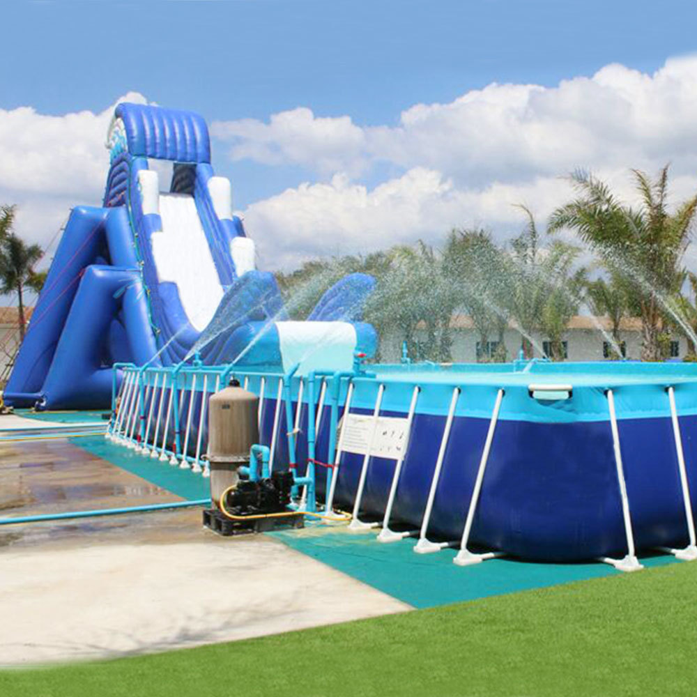 Metal Frame Square Blue Inflatable Swimming Pool Plastic Frame Pool With Filter