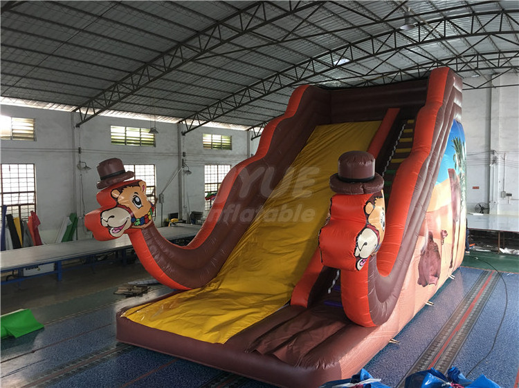 New Colorful Circus Inflatable Jumping Slide With Climb Camel Theme Dry Slide For Sale