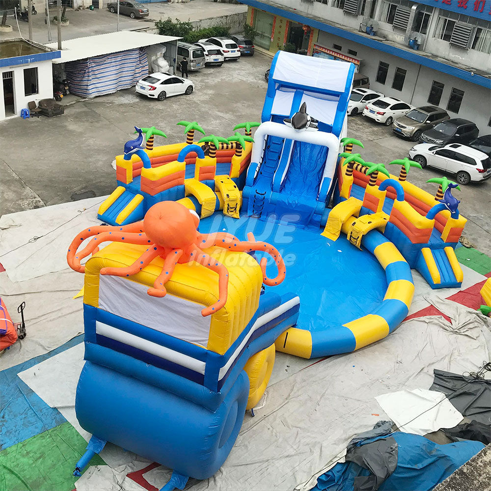 Blow Up Commercial Octopus Mini Kids Inflatable Water Park With Water Slide Swimming Pool