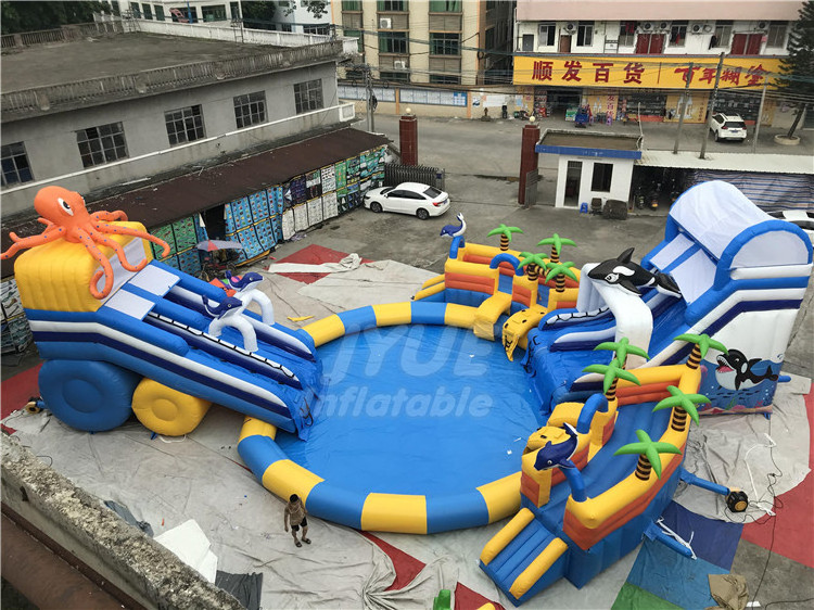 Blow Up Commercial Octopus Mini Kids Inflatable Water Park With Water Slide Swimming Pool