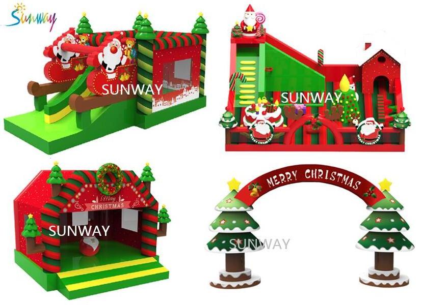 Customized inflatable Merry Christmas bouncy house Xmas inflatables play station decoration for kids