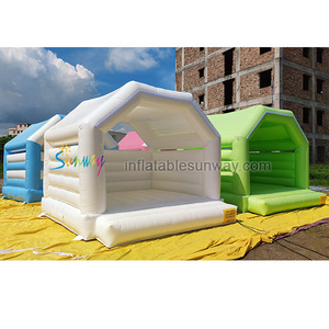 Hot Sale White Blue Pink Modern Kids Inflatable Party Bounce House Bouncy Castle Jumper Fun   City Playground For Sale