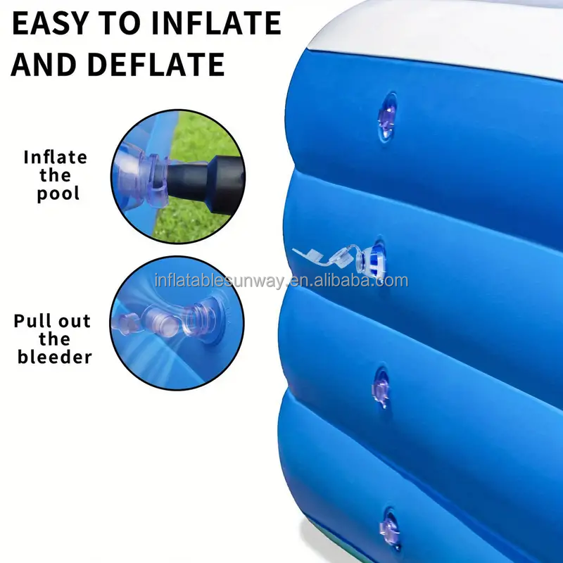 SUNWAY Family Inflatable Swimming Pool Rectangular Full-Sized Lounge Pool for Kids Adults Babies Toddlers Outdoor