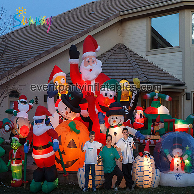 Outdoor Courtyard inflatable Christmas Decoration Led Animated Yard Inflatable small Christmas tree snowman for decor.