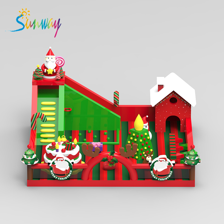 Customized inflatable Merry Christmas bouncy house Xmas inflatables play station decoration for kids