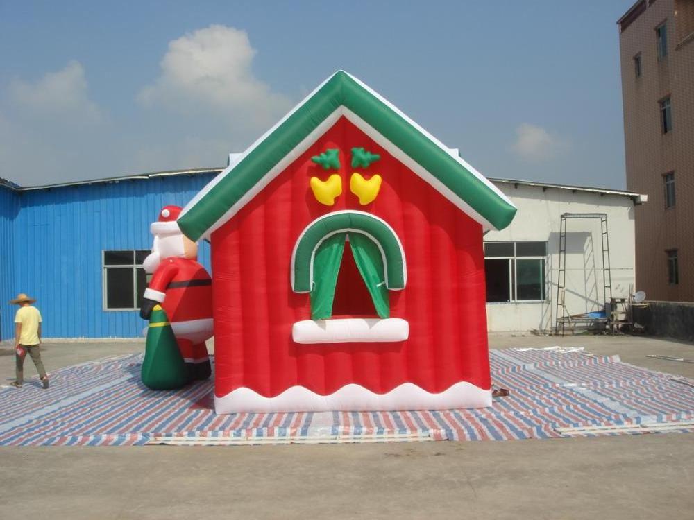 Outdoor festival inflatable Christmas Santa house garden decoration inflatable giant Christmas structure for sale