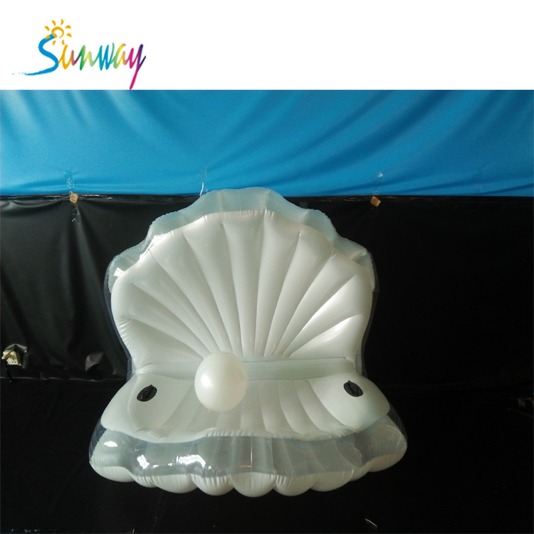 Top quality PVC inflatable water toy clam shell inflatable pool float inflatable White Seashell pool float