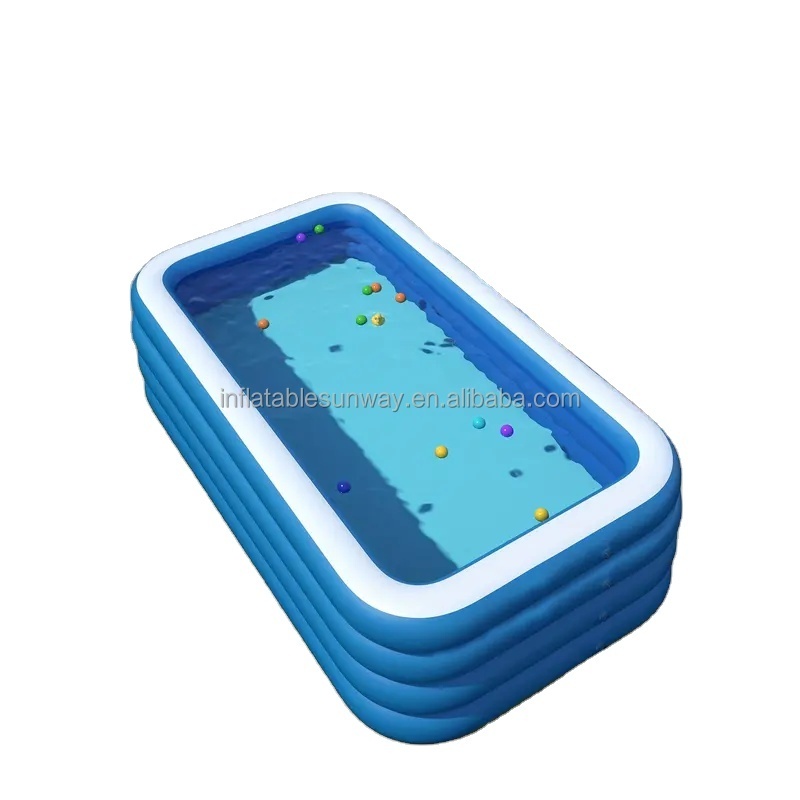 SUNWAY Family Inflatable Swimming Pool Rectangular Full-Sized Lounge Pool for Kids Adults Babies Toddlers Outdoor