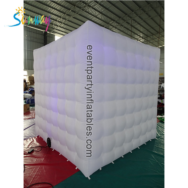 Cheap portable Led Lighting Wedding White and black Cube Inflatable Photo Booth For Sale