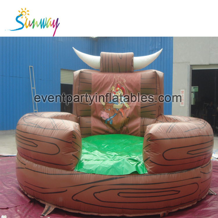 Custom Kids Rodeo Bull Adults Bull Riding Machine Inflatable Wipeout Game Obstacle Mechanical Bull Ride For Sale