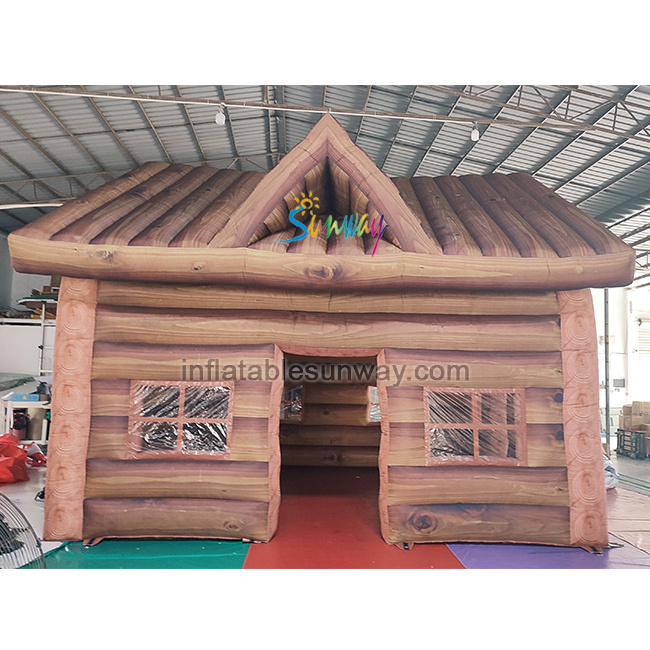 Hot sale winter inflatable cabin tent structure outdoor inflatable log chalet house ski cabins for event