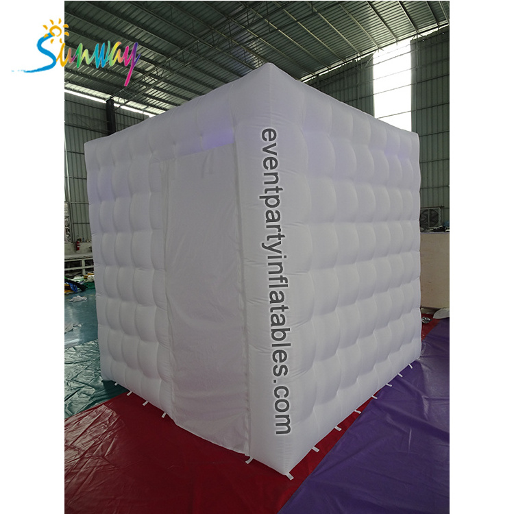 Cheap portable Led Lighting Wedding White and black Cube Inflatable Photo Booth For Sale