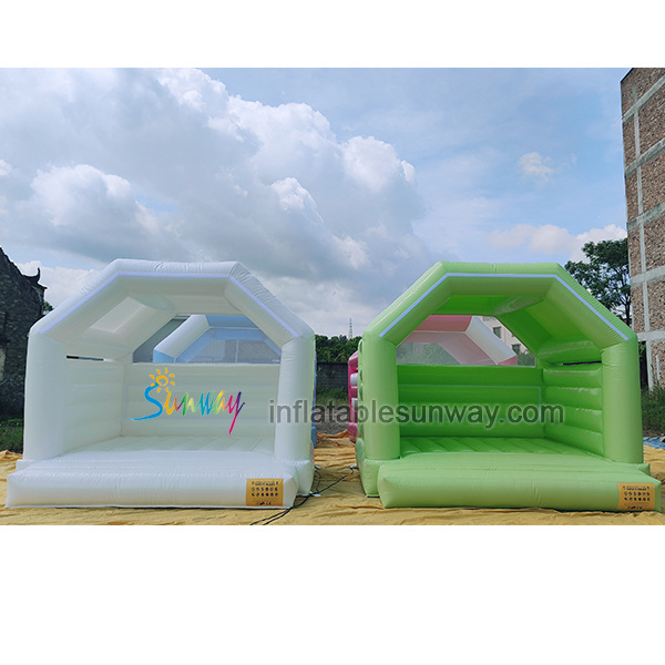 Hot Sale White Blue Pink Modern Kids Inflatable Party Bounce House Bouncy Castle Jumper Fun   City Playground For Sale