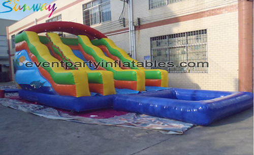 inflatable slide, inflatable jumping slide with swimming pool, inflatable bouncy games for outdoor activity