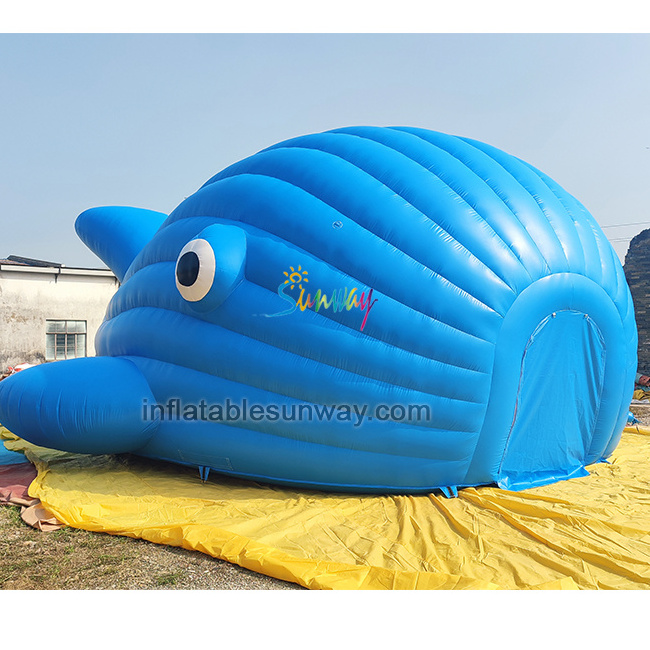 Sunway 15m long large inflatable outdoor blue whale house dome tent igloo building structure custom shaped tent for event