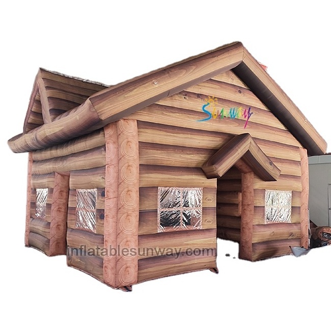 Hot sale winter inflatable cabin tent structure outdoor inflatable log chalet house ski cabins for event