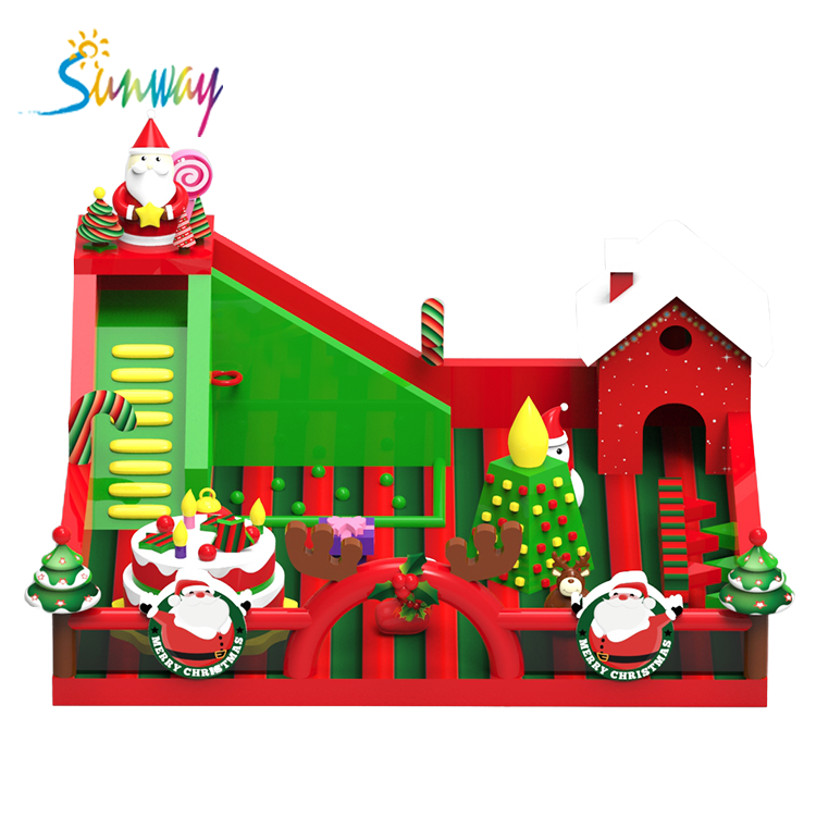 Customized inflatable Merry Christmas bouncy house Xmas inflatables play station decoration for kids