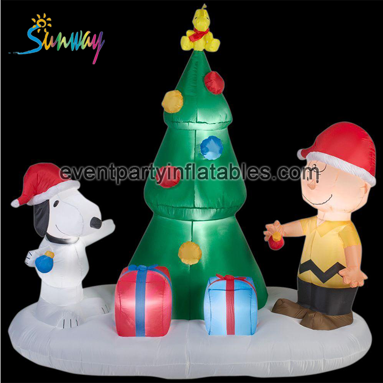 Outdoor Courtyard inflatable Christmas Decoration Led Animated Yard Inflatable small Christmas tree snowman for decor.