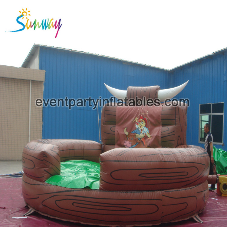 Custom Kids Rodeo Bull Adults Bull Riding Machine Inflatable Wipeout Game Obstacle Mechanical Bull Ride For Sale