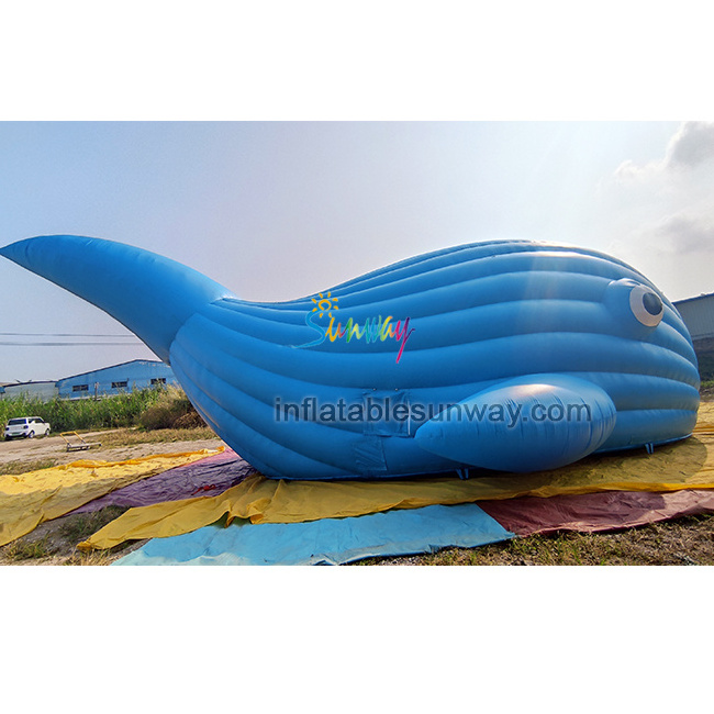 Sunway 15m long large inflatable outdoor blue whale house dome tent igloo building structure custom shaped tent for event