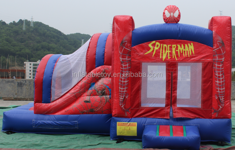 Spiderman inflatable water slides   inflatable castle  bounce house  with pool for sale