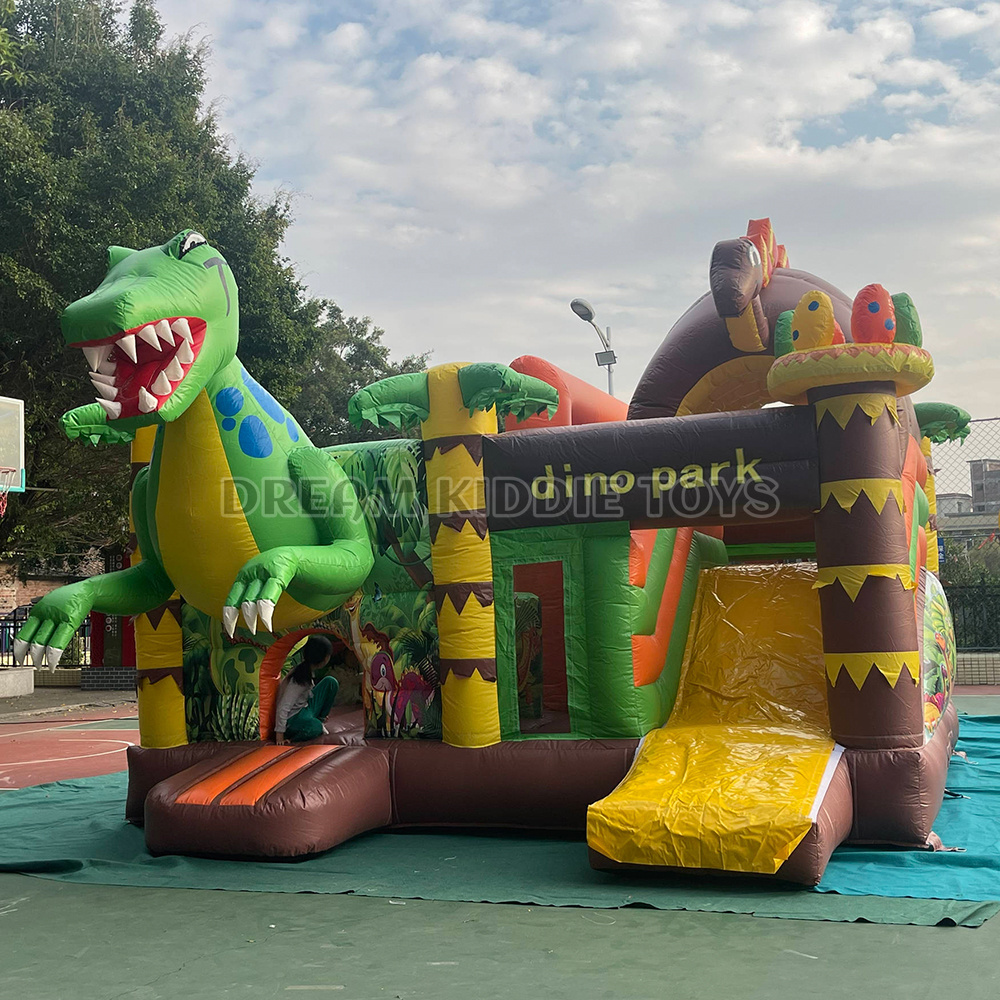 5MX5M Dinosaur Park Inflatable Combo Jumping Castle With Slide For Kids Birthday Dinosaur Inflatable Bounce House For Party Rent