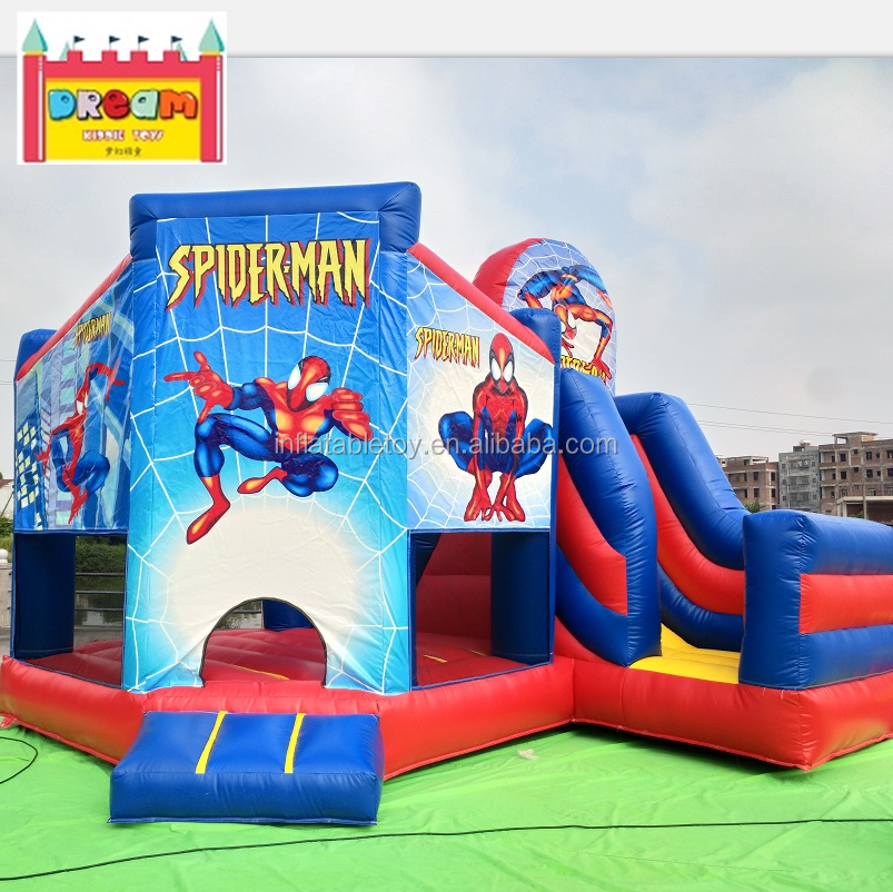 Spiderman inflatable water slides   inflatable castle  bounce house  with pool for sale