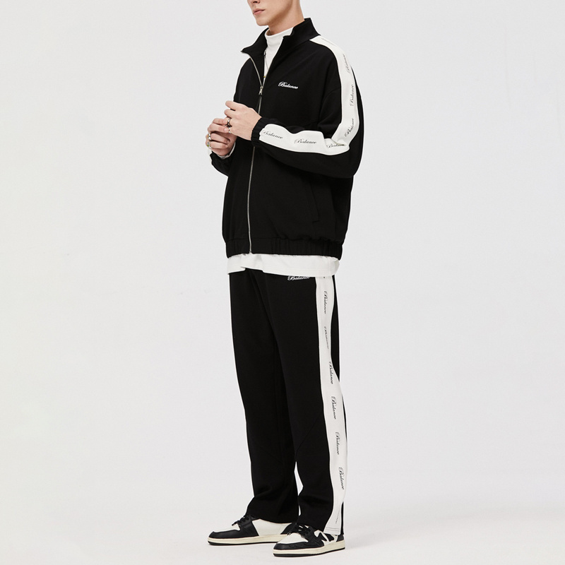 Wholesale 380Grams PIQUE Sweat Pant Autumn Zip up College Jackets Track Set