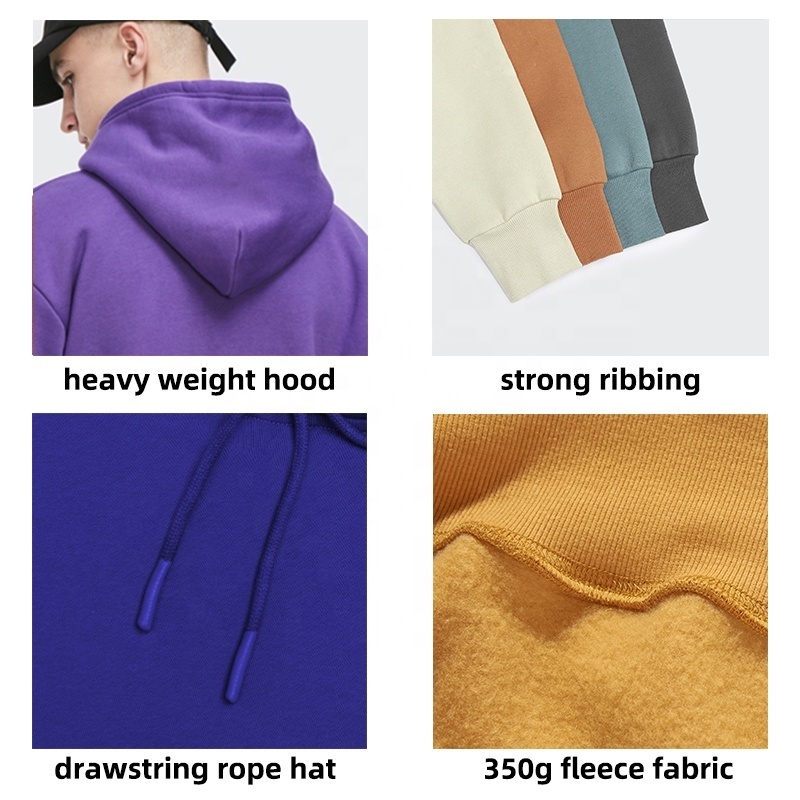 INFLATION 350 GSM Fleece Blank hoodies plain Wholesale heavyweight oversized  men's hoodies sweatshirts