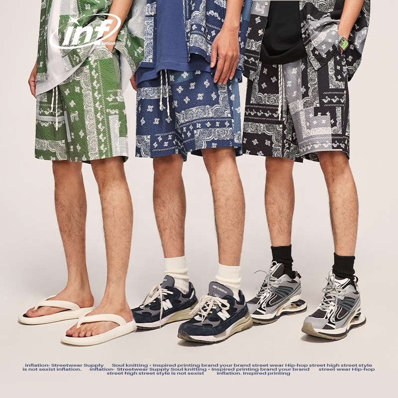 INFLATION Seersucker Paisley Shorts Summrt Island Vaction Beach Brand Custom Logo Short