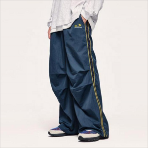 INFLATION Hip pop stacked nylon track pants streetwear Men's Pants Trousers Custom Logo Printing parachute pants