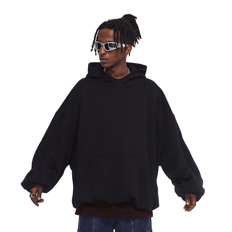 INFLATION 500 GSM Custom Double Layer Hoodie kanye Crop Hoodies mens Hem Heavyweight Drop Shoulder Men Hoodie