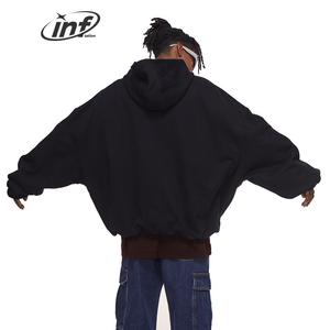 INFLATION 500 GSM Custom Double Layer Hoodie kanye Crop Hoodies mens Hem Heavyweight Drop Shoulder Men Hoodie