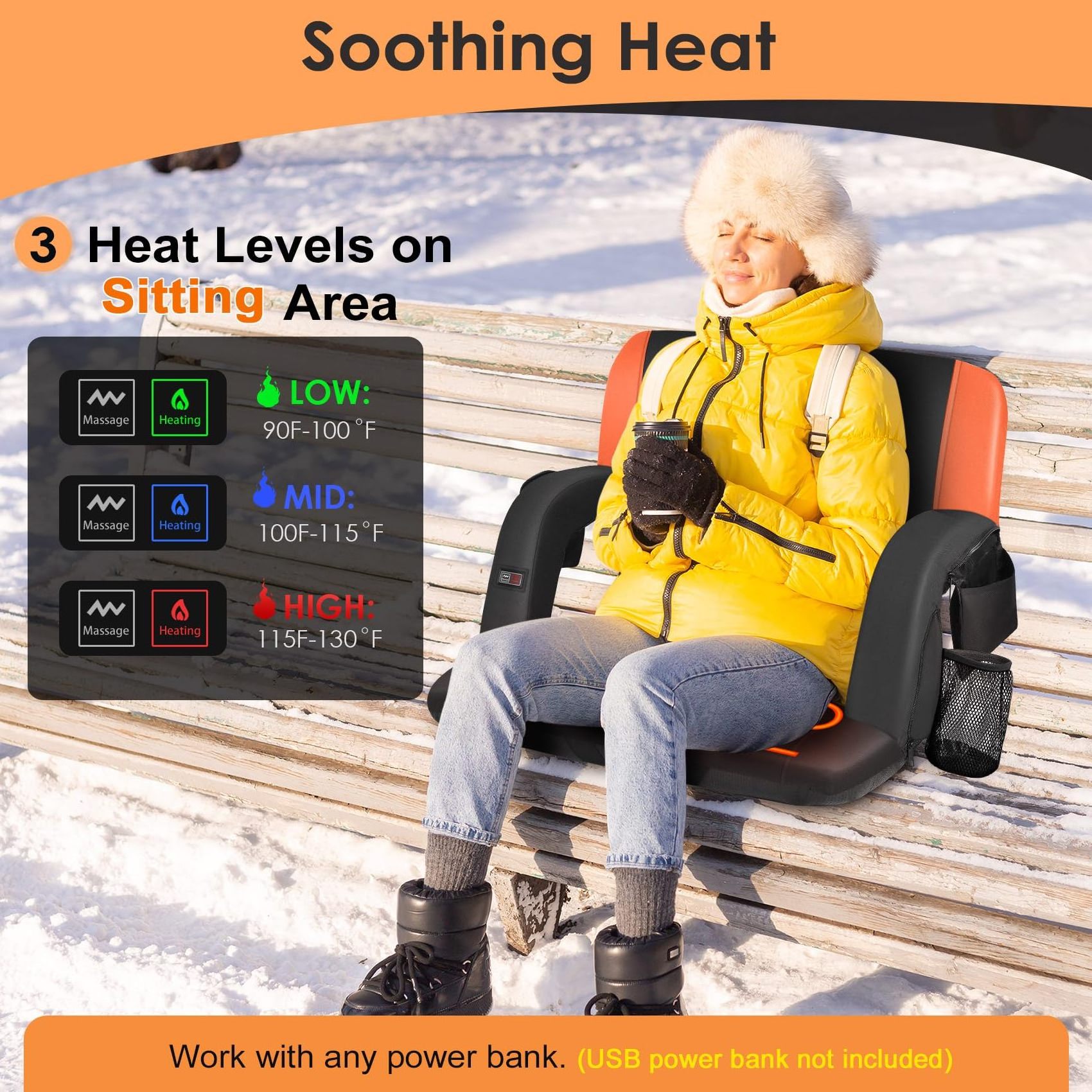 Hot Sale Portable Heated Stadium Seat Chair Waterproof Reclining Folding Bleacher For Bleachers