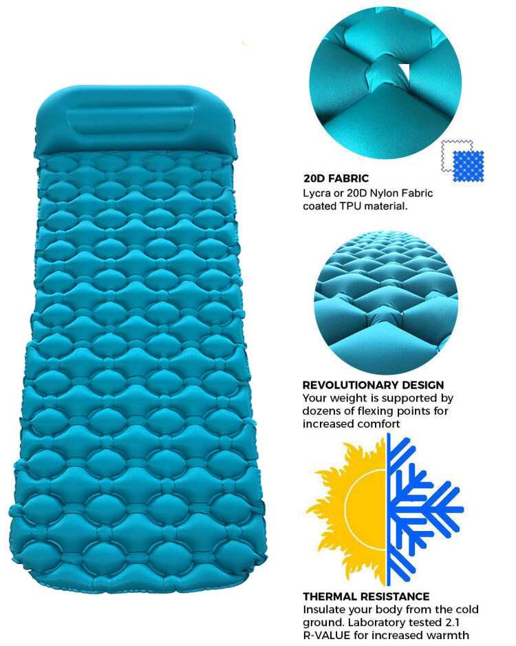 Wholesale Ultralight Pu Portable Waterproof Camping Mattress Foam Mattress Inflatable Sleeping Pad