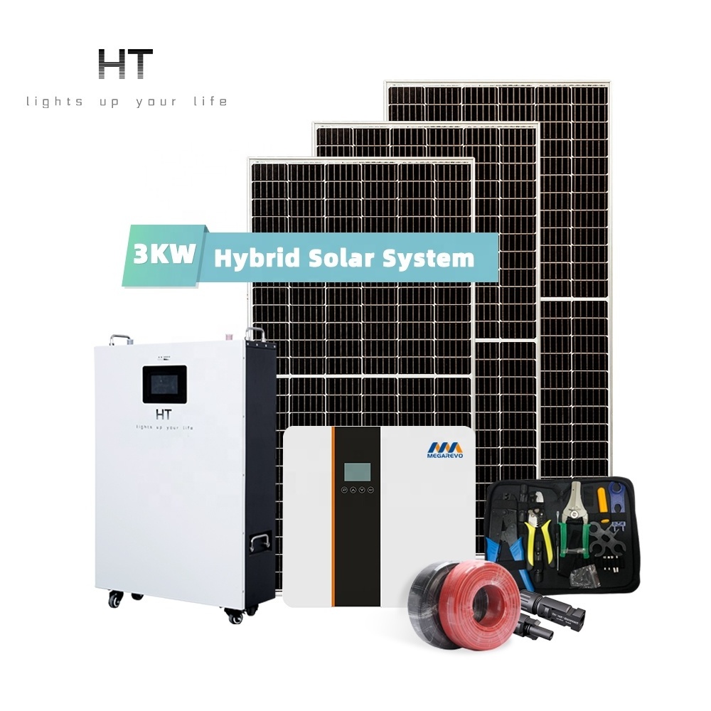 HT 3kw 5kw 6kw 8kw 10kw 20kw 30kw 50kw Hybrid Off Grid Solar Power Energy Panel System Complete Solar Kit for Home