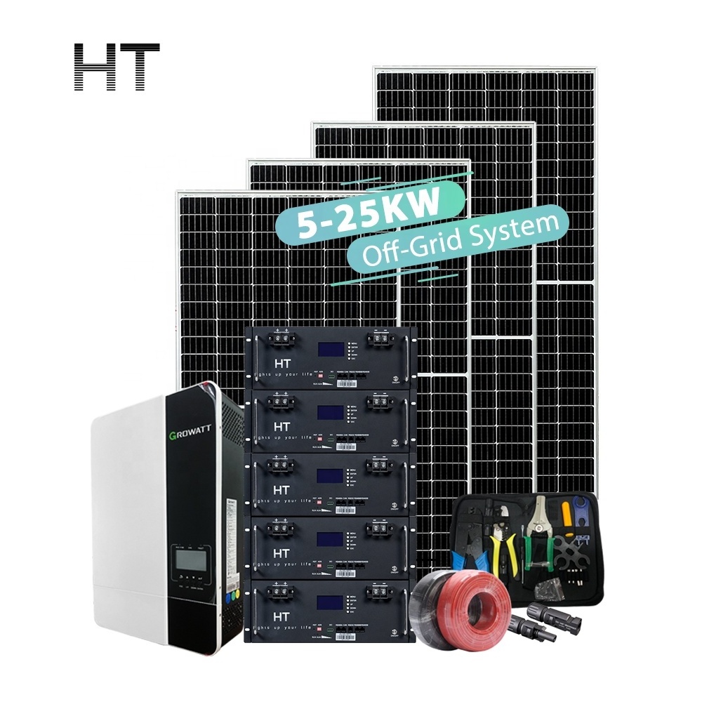 HT 5kw 10kw 15kw 25kwh Sale Factory Good Price Solar Panels Residential Hybrid Solar Energy System for Home Off Grid Full Set