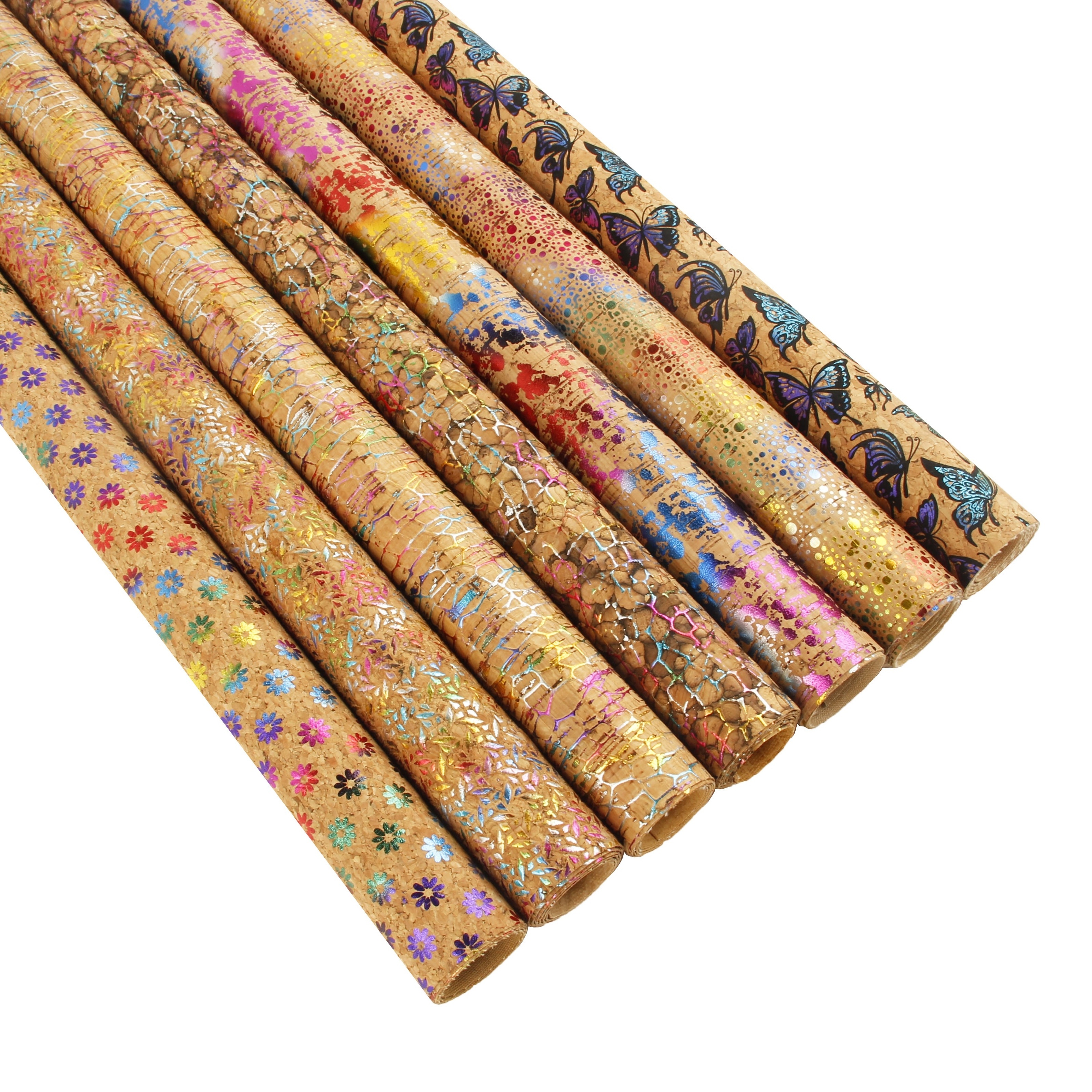 Info Cork factory direct supply sunflower daisy natrual cork fabric leather sheet for making cork shopping bags