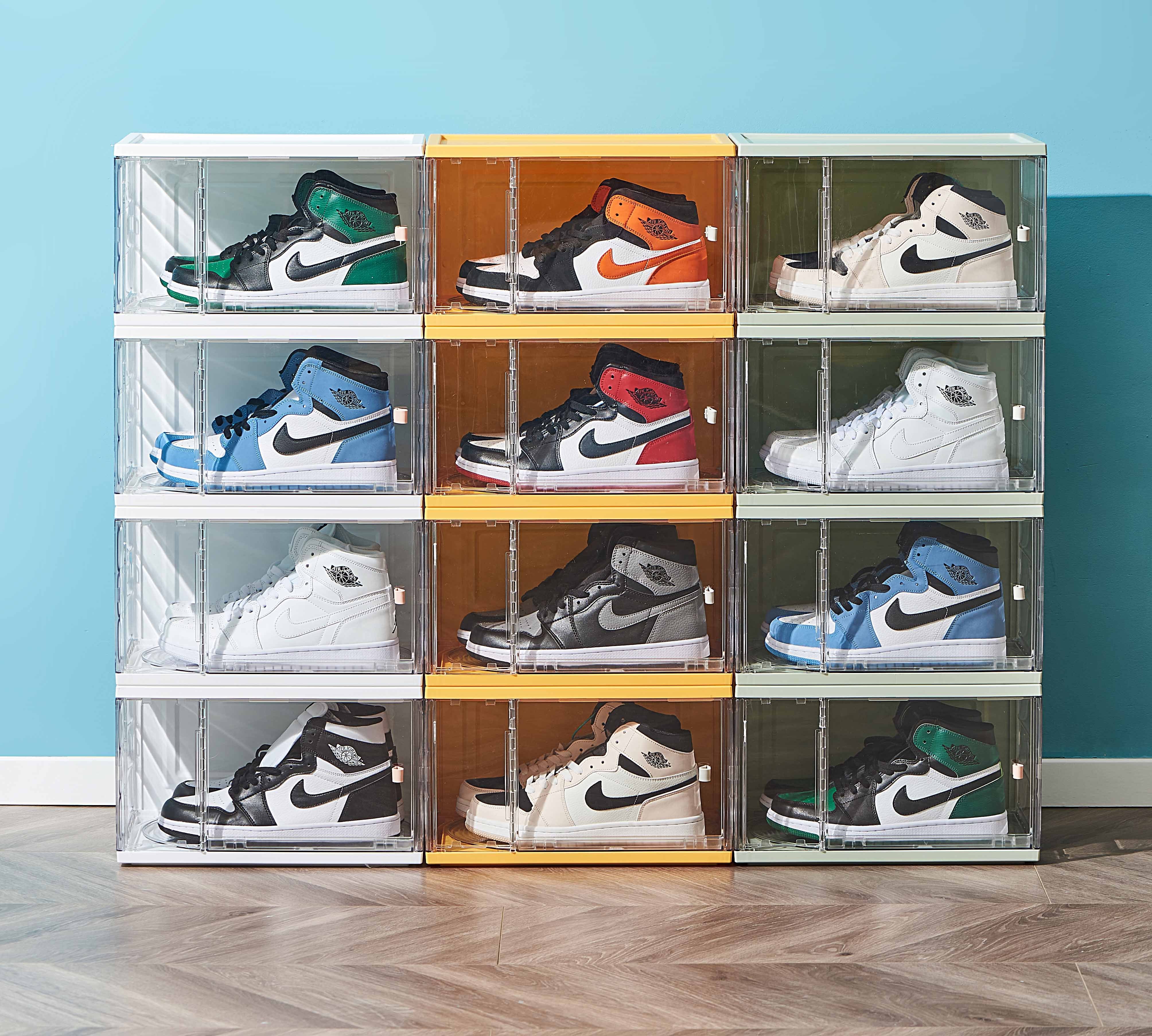 Wholesale Custom Sneaker Folding Transparent Clear Plastic Storage Stackable Shoe Box