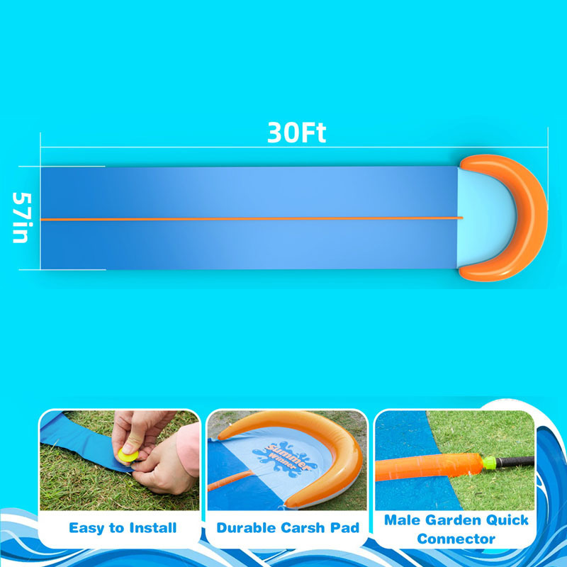 OEM/ODM Slip and Slide, Extra Long 30ft Lawn Water Slide with 2 Bodyboards, Double Race Slip n Slide for Kids