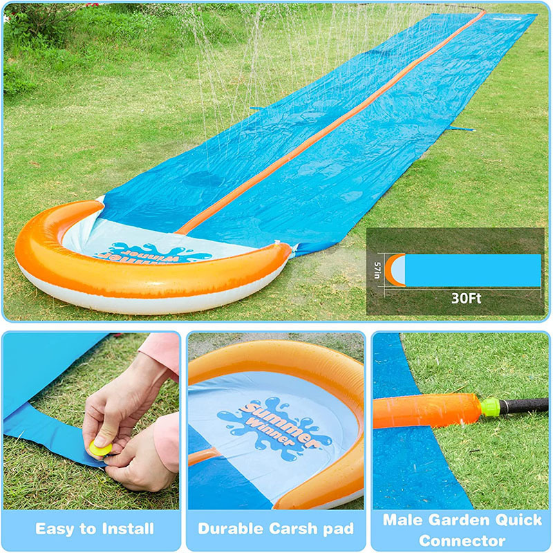 OEM/ODM Slip and Slide, Extra Long 30ft Lawn Water Slide with 2 Bodyboards, Double Race Slip n Slide for Kids