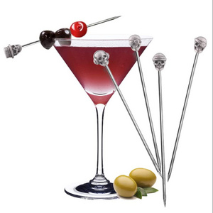 Antique Silver Cocktail Picks Stainless Steel Martini Picks Reusable Olive Picks Fruit Sticks Bar Tools Stirring Sticks