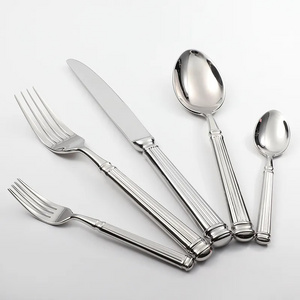 Infull 2024 Factory Price Roman Style Heavy Duty Smooth Line Handle Highly Mirror Plated Cutlery Set for Five Star Restaurant