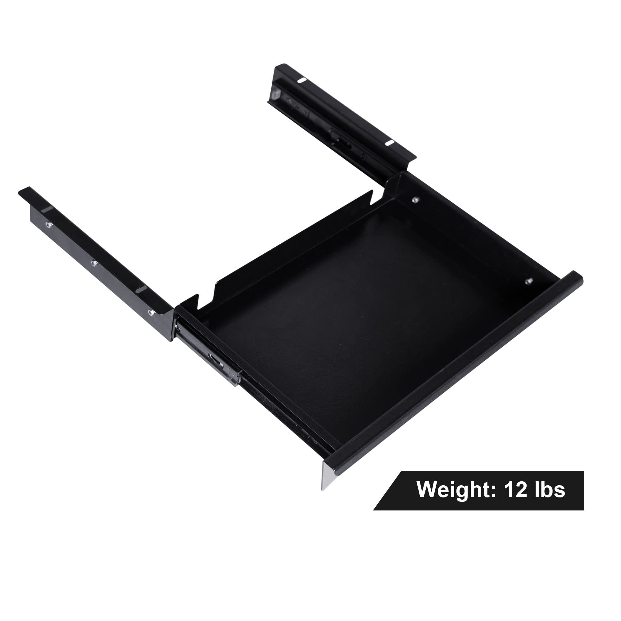 Under Desk Long Fit Pen & Pencil Drawer & Slim Organizer for Height Adjustable Desks (Black, 16x9.5x2 inch)