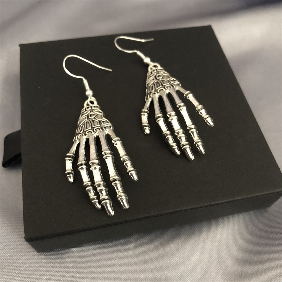 Simply design skeleton hands All Saints' Day  Halloween women necklaces earrings set