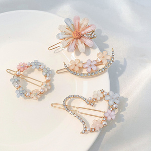 Rhinestone bobby pins hair slides women hairpins Bling lady girls women kids hair accessories pearl resin acrylic hair clips